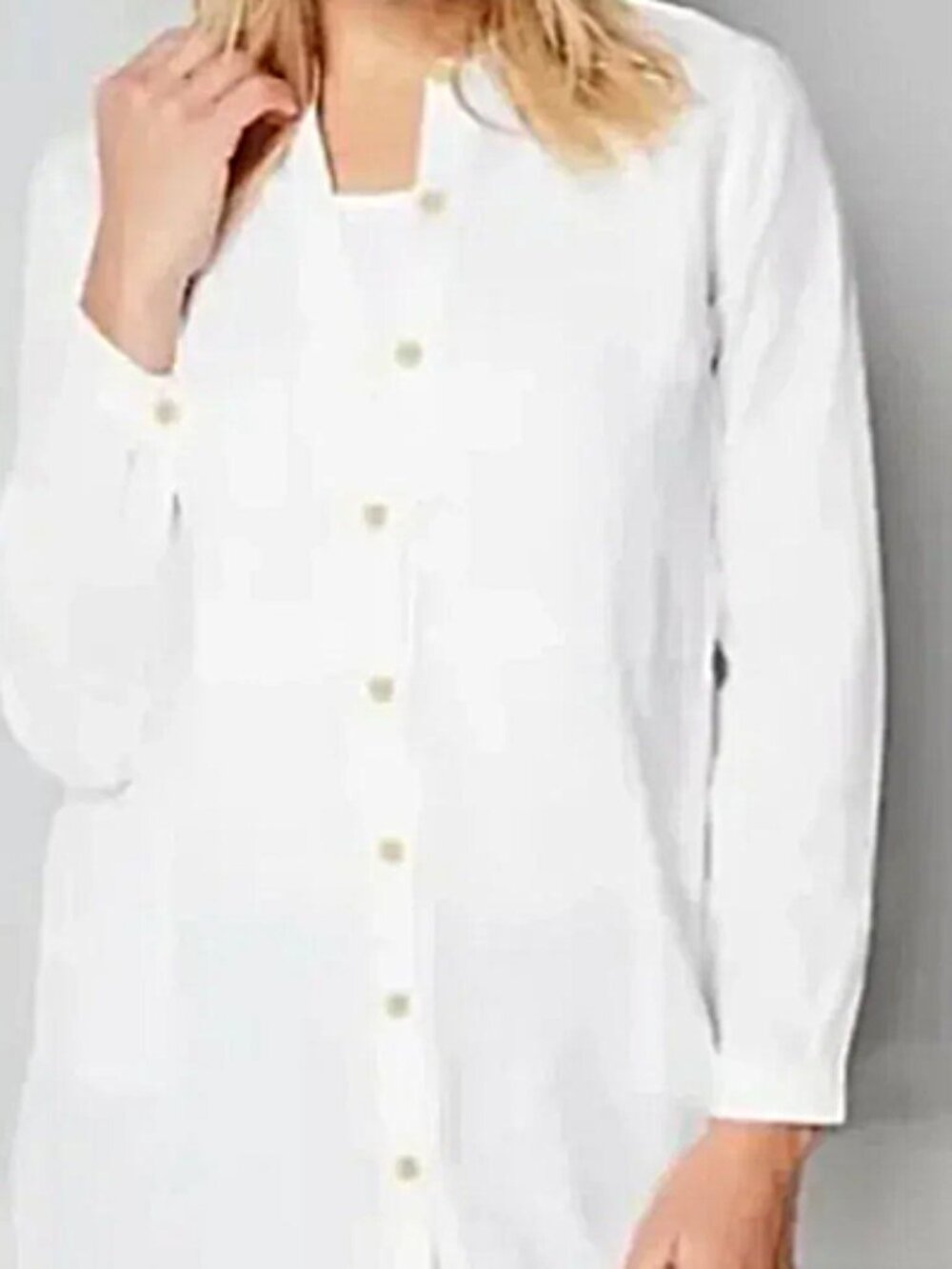 J. Jill 100% Linen White Long Tunic Blouse Jacket Women’s size M